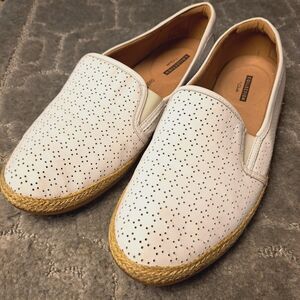 Clarks Danelly Molly Espadrille Flats Womens 10W White Leather Shoes